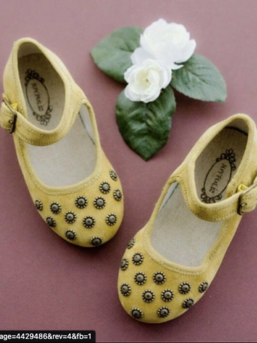 NEW Girls Joyfolie Hazel Studded Mary Janes Mustard Yellow Velvet Velour Shoe 12